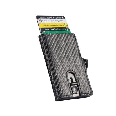 China Carbon Fiber Anti Theft Minimalism Wallet Leatherest Credit Card Holder RFID Blocking for sale