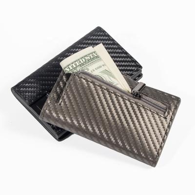 China 2020 New RFID Protection Casekey OEM /ODM Men's Slim Wallet Carbon Fiber RFID Leather Wallet for sale