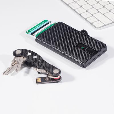 China Multi-card small and large capacity brush carbon fiber card holder wallet key storage bottle opener anti-theft anti-theft artefact for sale