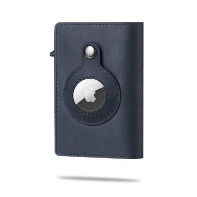 China Casekey Card Holder Anti Theft Real Leather RFID Blocking Metal Minimalist Wallet for sale