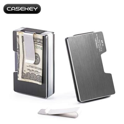 China Amazing Mini & new design large capacity aluminum card bank wallet rfid blocking slim wallet custom wallet money stainless clip card holder for sale