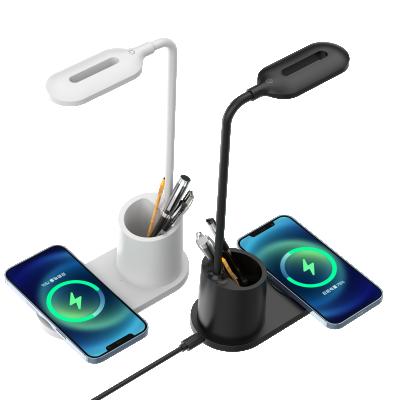 China Wireless Charger LED 10W QI Wireless Charging Pen Holder Light Study Table Desk Lamp Eye Protect Reading for sale