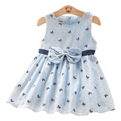 China Summer Breathable Dress For Baby Girls 2020 Cute Bow Sundress New Version Butterfly Print Korean Version Skirt for sale