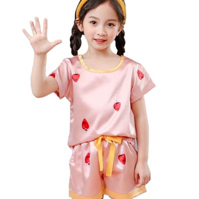 China QUICK DRY spring 4-10T kids pajamas summer short sleeve pajamas set boys little girls satin silk pajamas wholesale for sale