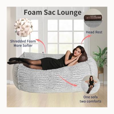 China D100*L140cm Large Sofa Bed Velvet Fur Bean Bag Inner Layer Stone Patterned Sofa Recliner Chair With Pillow for sale