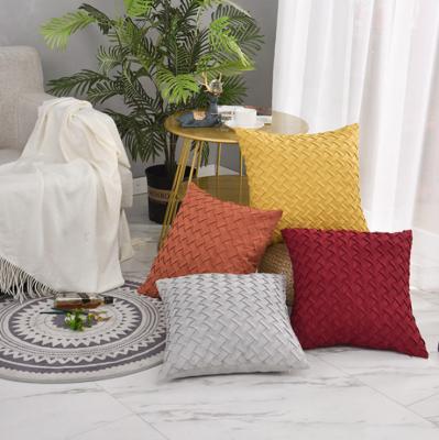 China Anti-Static Pure Color Woven Lattice Sofa Cushions Simple Color Tiles Modern Nordic Cushion Cover for sale