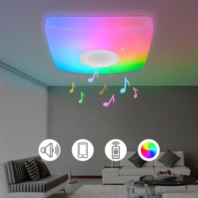 China Modern Dimmable Home 18W Speaker RGB App Control Smart Indoor Lighting Square Shape Starlight Music Bedroom Living Led Ceiling Lamp for sale