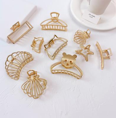 China Large Gold Simple Fashion Designer Ladies Barrette Clips Wholesale Custom Metal Hair Claw Hair Pins Accessory For Women Girls for sale