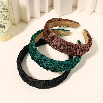 China Fashion Hair Band Wholesale New Fashion Solid Color Cloth Headband Women Hair Accessories Classic Pleated Headband for sale