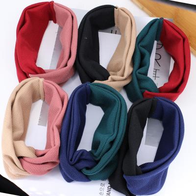 China Korean hair decoration color double stitching wide cross hair band side raw knitting knotted headband women hair accessories headbands for sale