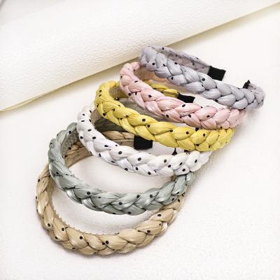 China New Fashion Solid Color Circle Hair Braiding Cloth Hairband Women's Plastic Toothed Braided Headband Hair Decoration Korean Hair Accessories for sale