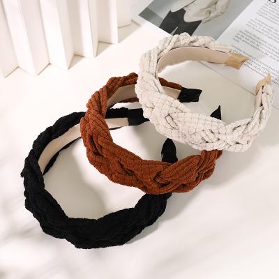 China Fashion Hair Wholesale Circle Solid Color Knitted Hair Accessories Korean Hair Accessories Women Braided Braiding Headband for sale