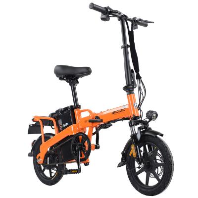 China 14inch aluminum alloy tires full aluminum alloy front suspension disc brake double fold e bike for sale