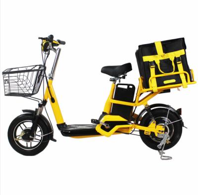 China Carbon Steel Fast Food Pizza Delivery Electric Bicycle Electric Cargo Ebike For Courier for sale