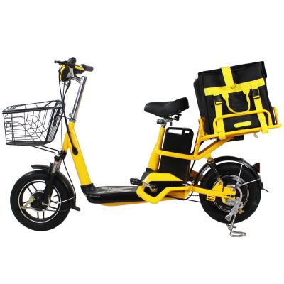 China Carbon steel pizza scooter electric motor scooters food delivery electric ebike with two basket for sale