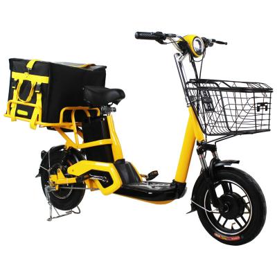 China Carbon steel 350W 48V lithium battery electric bicycle/2 wheel ebike for food delivery for sale