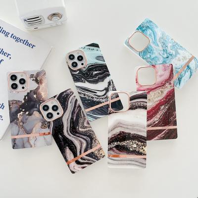 China Shockproof Square Design Phone Case Cover For iPhone 13 13 pro Max and Marble Cases For iPhone 12 12 pro for sale