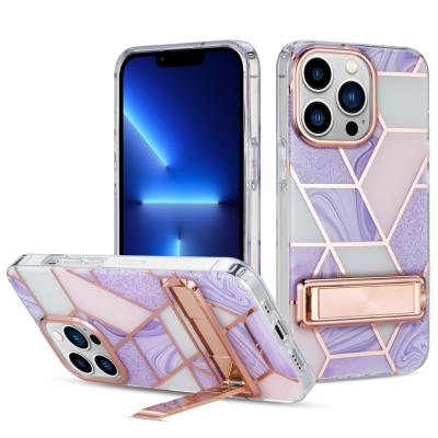 China Kickstand Shockproof Case Metal Hard Cover For iPhone 13 13 Promax Marble Case, For iPhone 12 Promax Phone Case for sale