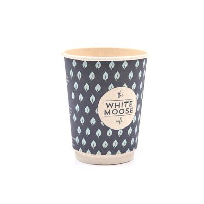 China New Custom 12oz Eco-Friendly PLA Coated Eco-Friendly Disposable Biodegradable Sugarcane Fiber Bagasse Double Wall Coffee Paper Cup for sale