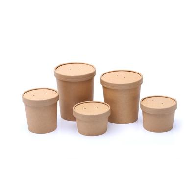 China Food Customized Biodegradable Disposable Eco-Friendly PLA Coated Paper Soup Bucket 100% Kraft Paper for sale