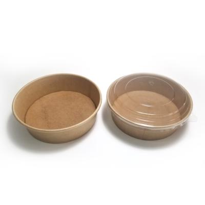 China Single Wall Custom Recycle Round Shape Take Out Kraft Paper Salad Bowl for sale