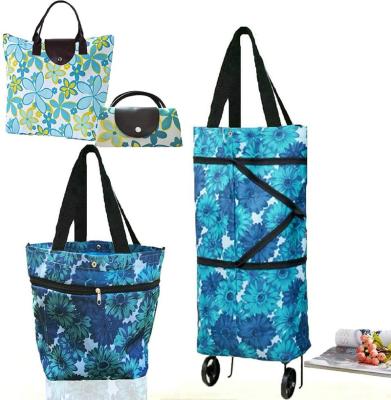 China Large Capacity Folding Luggage Travel Shopping Tote Bag Eco-friendly Waterproof Storage Bag With Wheels for sale