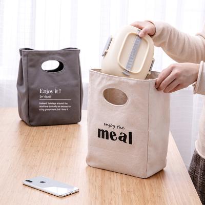 China Eco-Friendly Japan Style Promotional Durable Pocket Bento Box Fruit Drink Food Portable Thickened 100% Cotton Canvas Hand Lunch Bag for sale