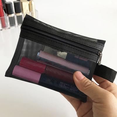 China Fashoion Women Zipper Organizer Transparent Lipstick Brush Student Toiletry Pencil Case Mesh Makeup Bag for sale