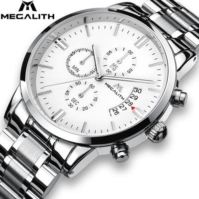 China Hot Selling Mens Watches Megalith Chronograph Classic Analog Business Quartz Stainless Steel Fashionable Men's Watch for sale