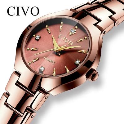 China Stylish Quartz Watch DIVER CIVO Stainless Steel Strap Rose Gold Case Bracelets Ladies Watch 3ATM Popular Water Proof Gift For Lady for sale