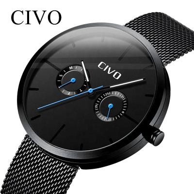 China Wholesale Price Mesh Band Quartz Watch Men Date Automatic Casual Custom Watch Reloj De Los Hombre Civo for sale