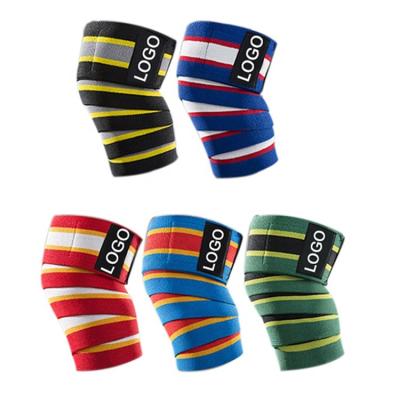 China Breathable Custom Color Powerlifting Weightlifting Knee Wraps For Compression Weightlifting Knee Pad Wraps for sale