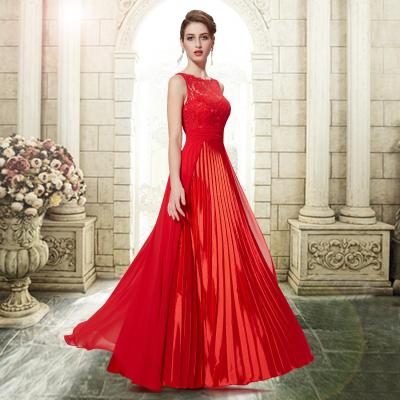 China Red Chiffon Sleeveless Celebrity Prom Dresses / Satin Pleated Evening Dresses for sale