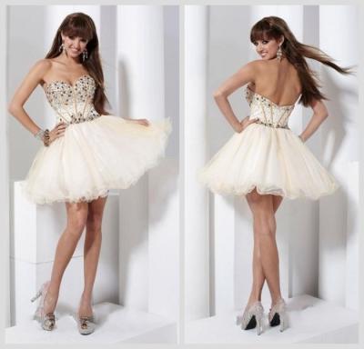 China Cute Tulle Sleeveless Short Junior Homecoming Dresses Beaded Crystal for sale