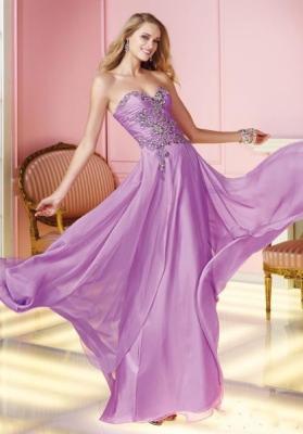 China Graceful Chiffon Purple Womens Prom Dresses Floor Length Custom Made for sale