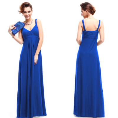 China Graceful Long Stretch V Neck Strap Wedding Dresses for Bridesmaid , Blue for sale