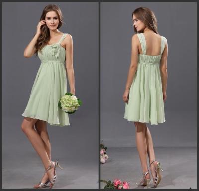 China Grils Pleated Strap Cocktail Evening Dresses Knee Length with Flower Applique for sale