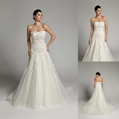 China Sexy Beaded Crystal Wedding Dresses Chapel Train Bridal Wedding Dress Open Back for sale