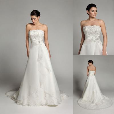 China Organza Beaded Lace Bridesmaid Wedding Dresses Court Train for Autumn , Spring for sale