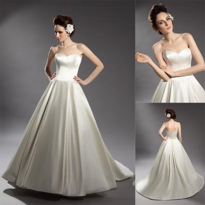 China Silk Touched Satin Sweep Train Wedding Dresses / Ladies Sleeveless Ball Gowns for sale