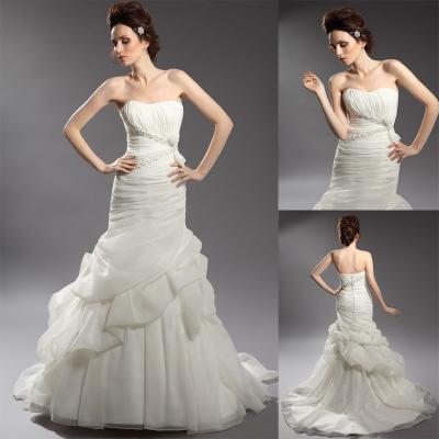 China Graceful Mermaid Sweetheart Organza Wedding Dresses with Beaded Crystal Bow for sale