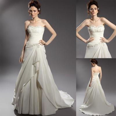 China Customized Sexy Pleated Open Back Wedding Dresses with Sweetheart Neckline for sale