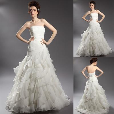 China De meermin plooide Strapless Organza-Huwelijkskleding met Open Rug/Bereiktrein Te koop