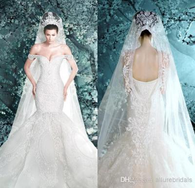 China Bling Crystal Lace Mermaid Wedding Dresses Sweetheart Bridal Dresses for sale