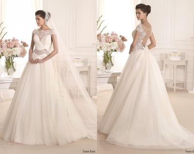 China Tulle Wedding Dresses / Off Shoulder Lace Applique Bridal Dress for sale