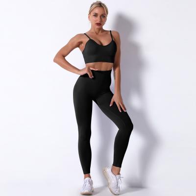 China Other Customized Logo High Quality Seamless Compression Workout Sportswear Ladies Yoga Two Piece Suit for sale