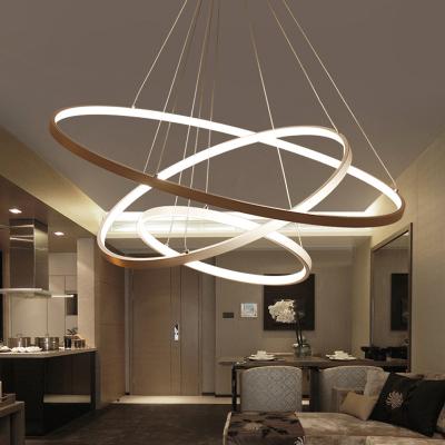 China Ring Gold Modern Pendant Lamps Simple Decorative Acrylic Light Fixtures for sale