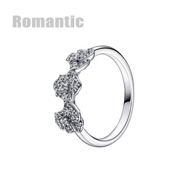 China FASHIONABLE Pansy S925 Sterling Silver Pansy Flower Ring Delicate Fashion Pave Diamond Rings For Women Jewelry for sale