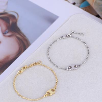 China Wholesale Big Brand Vintage European American Tory Fashion Simple Gemini Glossy Bracelet TB Gold Silver Bangle for sale