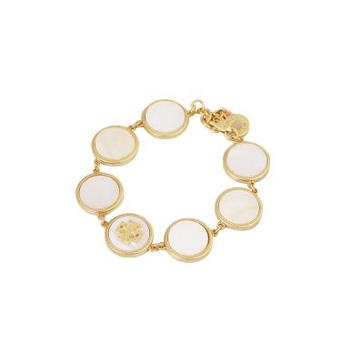 China Vintage Factory Wholesale TB Trend Mother Shell Disc Women Bracelet Jewelry Matte Gold Logo Inlaid Bracelet for sale